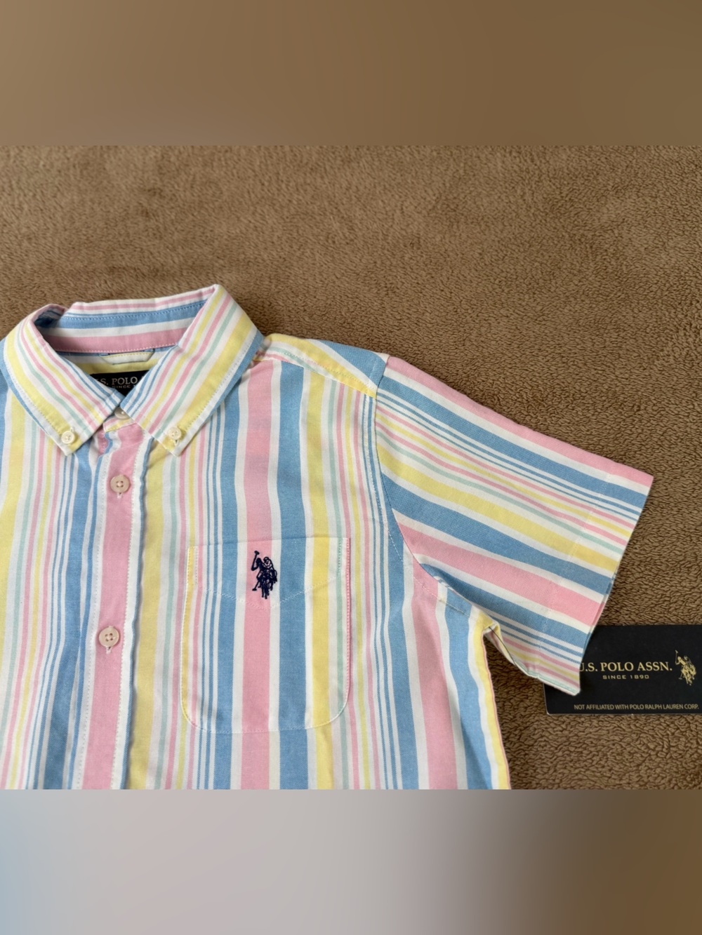 Boys - U.S. Polo Assn. Pastel Stripe Short-Sleeve Button-Down Shirt